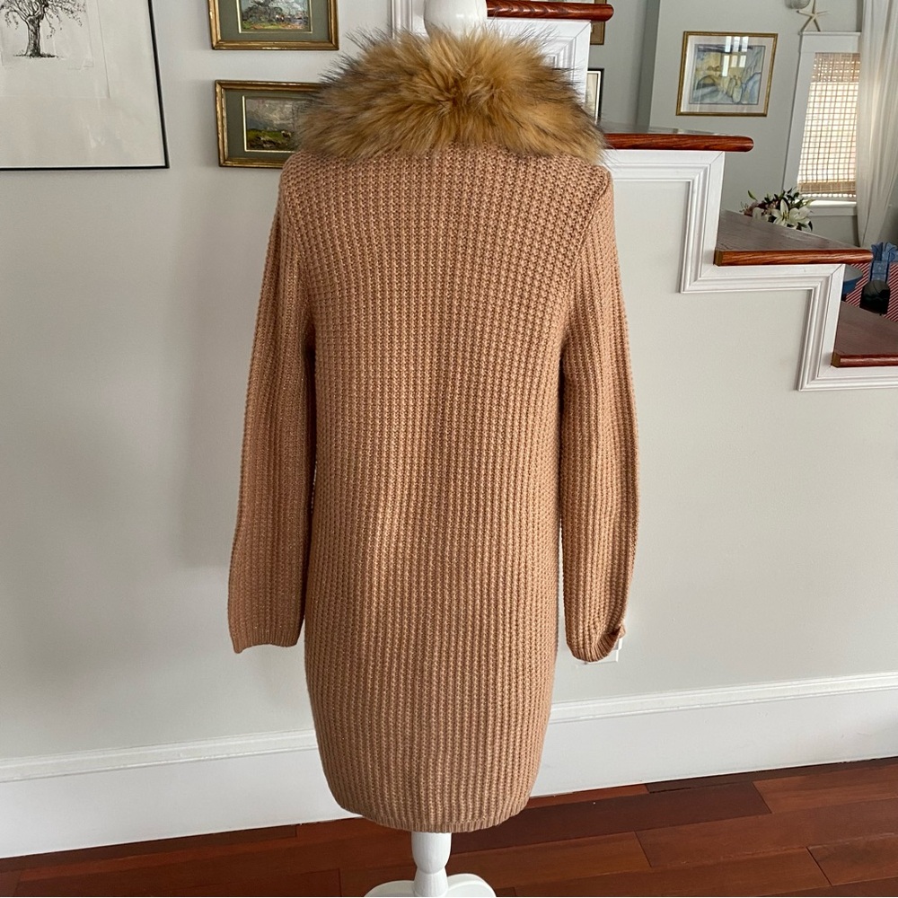 LILLY PULITZER Adelaine Heathered Tiki Hut Metallic Faux Fur Cardigan M $278 - Picture 4 of 6